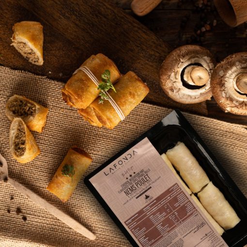 MINI CHICKEN MUSHROOM AND FLAVOURED FOIE GRAS SPRING ROLLS