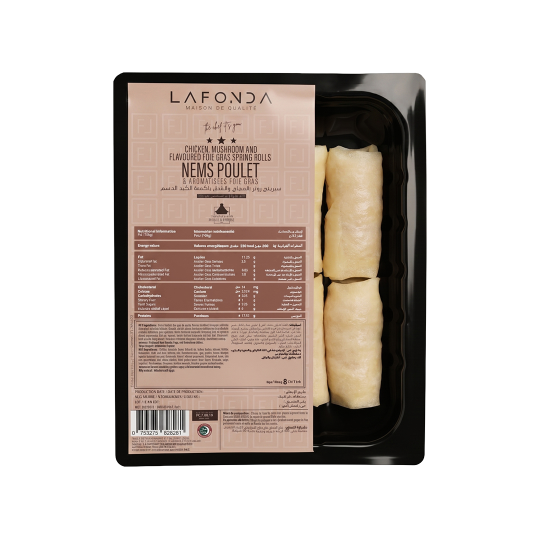 MINI CHICKEN MUSHROOM AND FLAVOURED FOIE GRAS SPRING ROLLS